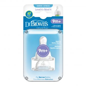 Dr Browns Level 4 Silicone Narrow Options+ Nipple, 2-Pack
