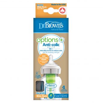 Dr Browns 5 oz 150 ml Glass Wide-Neck Options+ Bottle