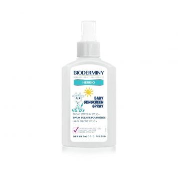 Bioderminy Herbio Baby Sunscreen Spray SPF 50+ 150 ml bottle – gentle sun protection for babies and children