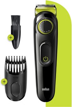 Braun BT3221 Rechargeable Beard and Hair Trimmer, Black/Green