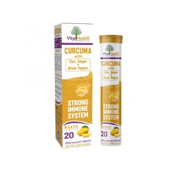 Vital Health Curcuma With Zinc, Ginger & Black Pepper Mango Effervescent Tablet 20'S