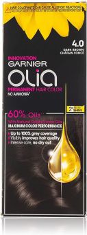 Garnier Olia, 4.0 Dark Brown, No Ammonia Permanent Haircolor, With 60% Oils
