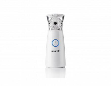 Yuwell M102 Mesh Nebulizer J02.M103.A front view showing compact portable design and single-button operation for effective respiratory therapy.