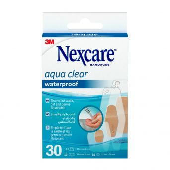 Nexcare Absolute Waterproof Bandages, Assorted, 588-30D, 30's