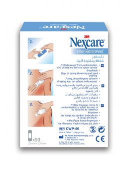 Nexcare Clear Waterproof Bandages, CWP-50, 50's