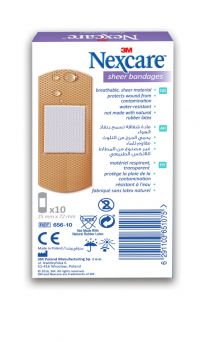 Nexcare Sheer Bandages, 72 x 25 mm, 656-10, 10's