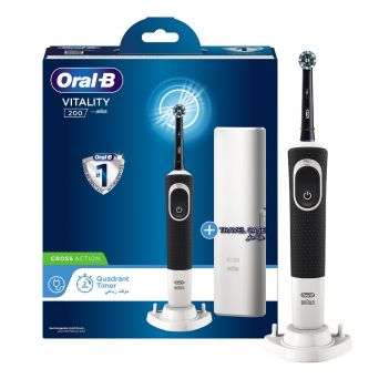 Oral B Vitality 200 Electric Rechargeable Toothbrush, with travel case, Black
