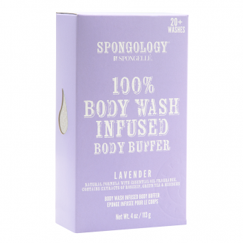 Spongology 100% Body Wash Infused Body Buffer Lavender 20+ Washes 4Oz/113G