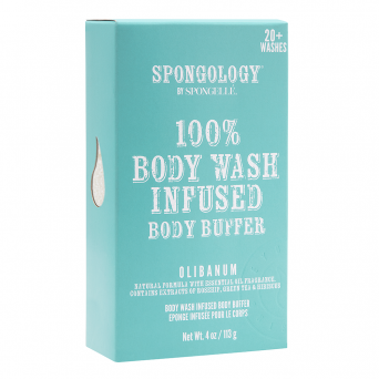 Spongology 100% Body Wash Infused Body Buffer Olibanum 20+ Washes 4Oz/113G
