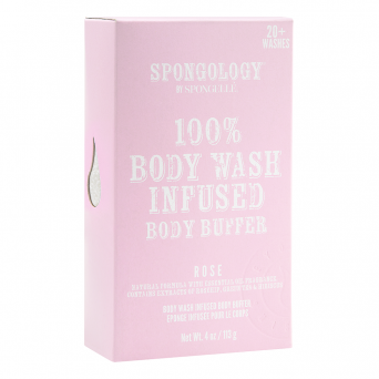 Spongology 100% Body Wash Infused Body Buffer Rose 20+ Washes 4Oz/113G