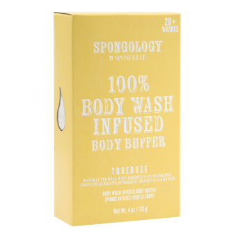 Spongology 100% Body Wash Infused Body Buffer Tuberose 20+ Washes 4Oz/113G