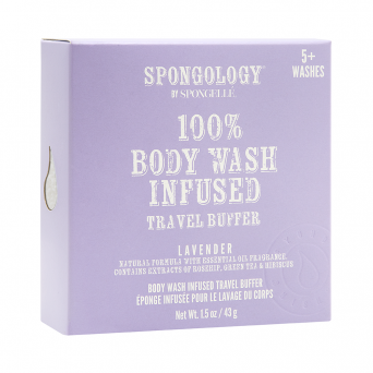 Spongology 100% Body Wash Infused Travel Buffer Lavender 5+ Washes 1.5Oz/43G