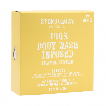 Spongology 100% Body Wash Infused Travel Buffer Tuberose 5+ Washes 1.5Oz/43G