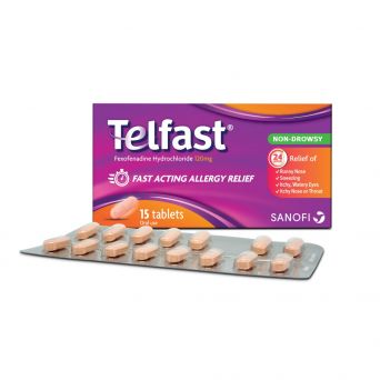 Telfast 120mg Anti-Allergy Tablets for Quick Allergy Relief 15's