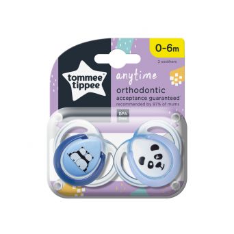 Tommee Tippee Anytime Soother, Pack of 2, (0-6 months) - Mix