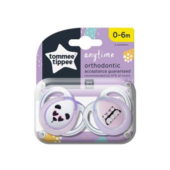 Tommee Tippee Anytime Soother, Pack of 2, (0-6 months) - Mix