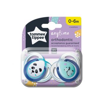 Tommee Tippee Anytime Soother, Pack of 2, (0-6 months) - Mix