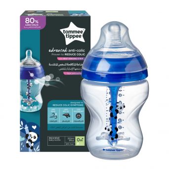 Tommee Tippee Advanced Anti-Colic Feeding Bottle, 260ml x1 - Boy