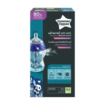 Tommee Tippee Advanced Anti-Colic Feeding Bottle, 260ml x1 - Boy