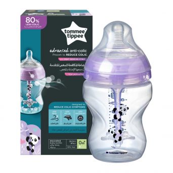 Tommee Tippee Advanced Anti-Colic Feeding Bottle, 260ml x1 - Girl