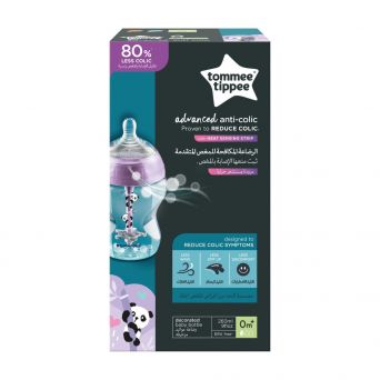 Tommee Tippee Advanced Anti-Colic Feeding Bottle, 260ml x1 - Girl