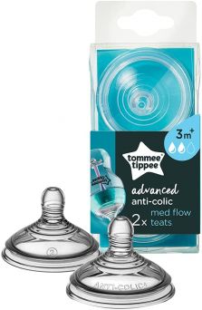 Tommee Tippee Advanced Anti-Colic Teats, Medium Flow x 2 - Clear