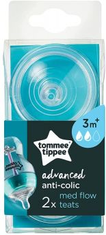 Tommee Tippee Advanced Anti-Colic Teats, Medium Flow x 2 - Clear