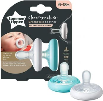 Tommee Tippee Closer To Nature Breast Like Soother, Pack of 2, (6-18 months)