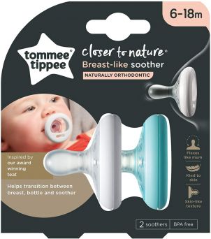 Tommee Tippee Closer To Nature Breast Like Soother, Pack of 2, (6-18 months)