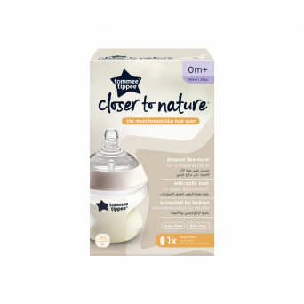 Tommee Tippee Closer to Nature Feeding Bottle, 150ml x 1 - Clear