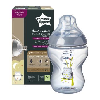 Tommee Tippee Closer to Nature Feeding Bottle, 260ml x 1 - Boy