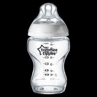 Tommee Tippee Closer to Nature Glass Feeding Bottle, 250ml x 1 -Clear