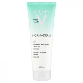 Vichy Normaderm 3-in-1 Cleanser Scrub Mask for Oily to Acne-Prone Skin 125ml