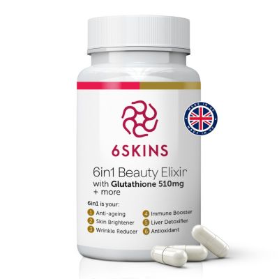 6Skins 6 In 1 Beauty Elixir With Glutathione 510 Mg Vegan Capsule 60's