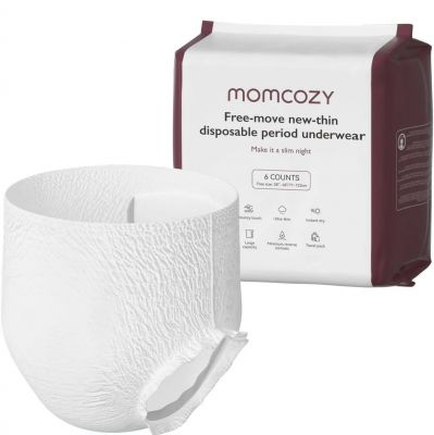 Momcozy - Postpartum Disposable Underwear with Built-in Pad, No-Leak, Self-Absorbent, White, 6's