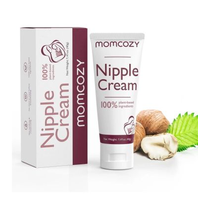 Momcozy - Nipple Cream Safe for Breastfeeding, 100% Natural, Vegan Lanolin-Free Nipple Balm, 40g