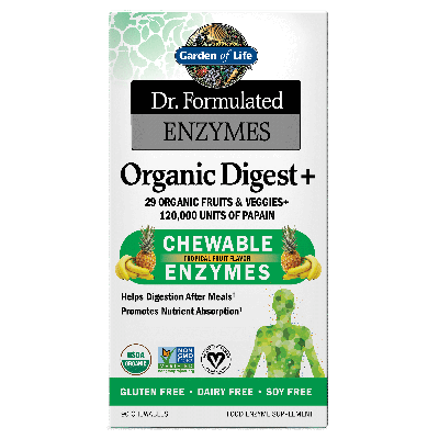 Garden of Life Dr. Formulated Enzymes Organic Digest+ Tropical Fruit Flavor - 90 Chewables
