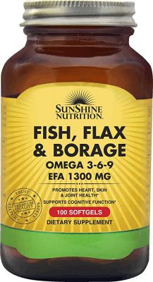 Sunshine Nutrition Fish Flax & Borage Omega 3-6-9 EFA 1300 mg Softgel 100's