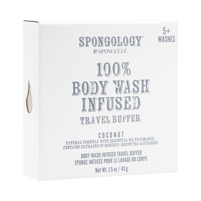 Spongology 100% Body Wash Infused Travel Buffer Coconut 5+ Washes 1.5Oz/43G