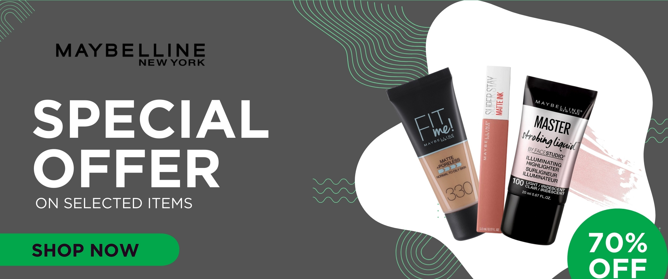 70% Off On Selected Maybelline Items